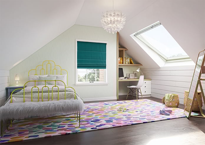 Ultra Luxe Velvet, Deep Teal - Motorised Roman Blind - Image 6